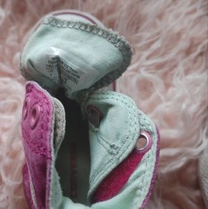 infant Shoes; Converse; Pink and Gray; size 5